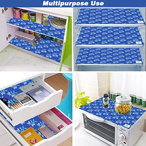 E-Retailer® Waterproof PVC Refrigerator Drawer Mats/Multipurpose Mats/Fridge Mats Set of 8 Pcs (Color-Leaf Blue, Size-17.5X11.5 Inches) - Image 2
