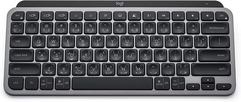 Logitech MX Keys Mini Minimalist Wireless Illuminated Keyboard, Compact, Bluetooth, Backlit, USB-C, Compatible with Apple macOS, iOS, Windows, Linux, Android, Metal Build, Arabic Keyboard - Graphite - Image 1