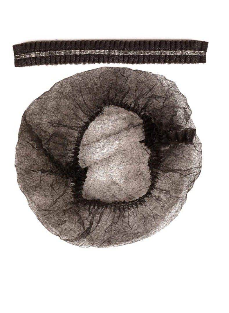 Midwest Disposable Bouffant Caps 100 Pcs  Elastic Dust Cap for Food Service, Sleeping Head Cover (Black) - Image 2