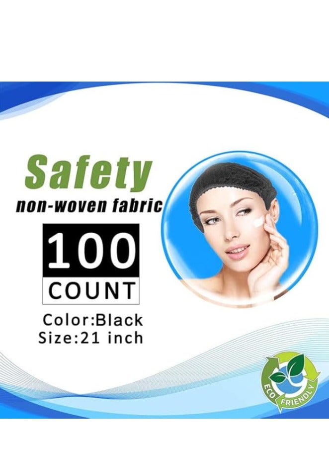 Midwest Disposable Bouffant Caps 100 Pcs  Elastic Dust Cap for Food Service, Sleeping Head Cover (Black) - Image 4