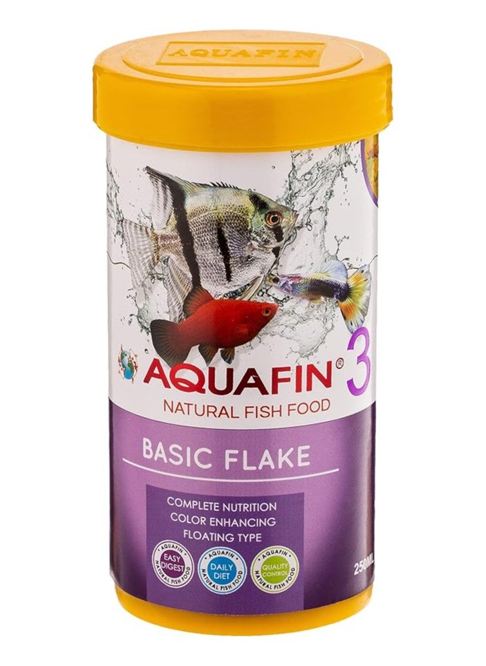 AQUAFIN AQUAFIN 3 NATURAL FISH FOOD BASIC FLAKES 250 ML 