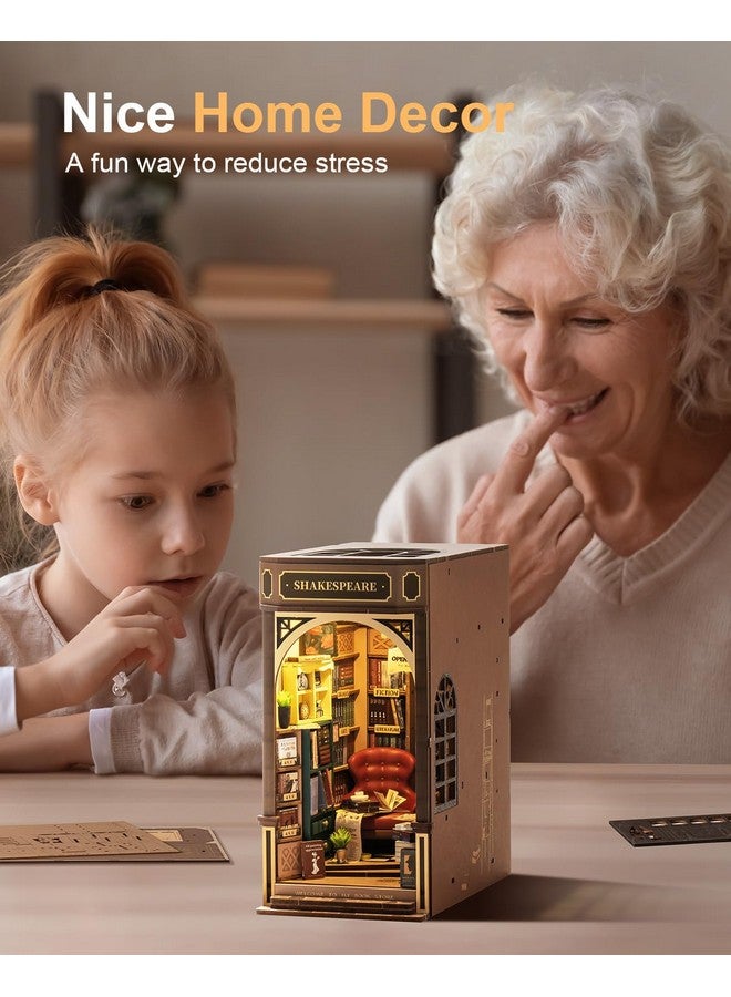 RoWood Book Nook,Diy Book Nook Kits For Adults,3D Wooden Puzzle Bookend Miniature Kit,Bookshelf Insert Decor Alley,Wood Craft Hobbies For Women/Men,Birthday Christmas Gifts-Bookstore - Image 5