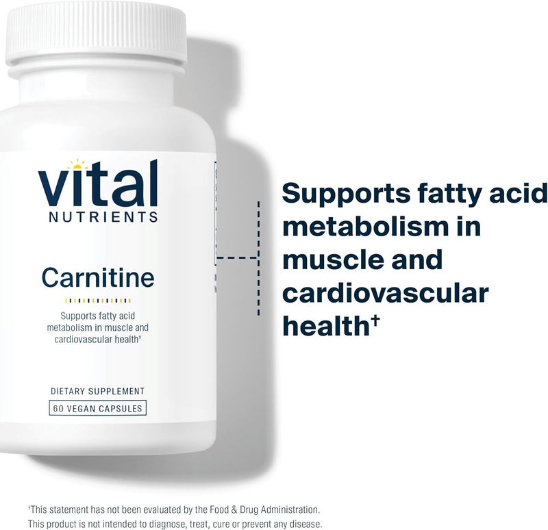 Vital Nutrients Carnitine 500mg  LCarnitine Supplement for Heart Health Support  Vegan Energy Support Supplement  Gluten Dairy Soy Free  NonGMO  60 Capsules - Image 3
