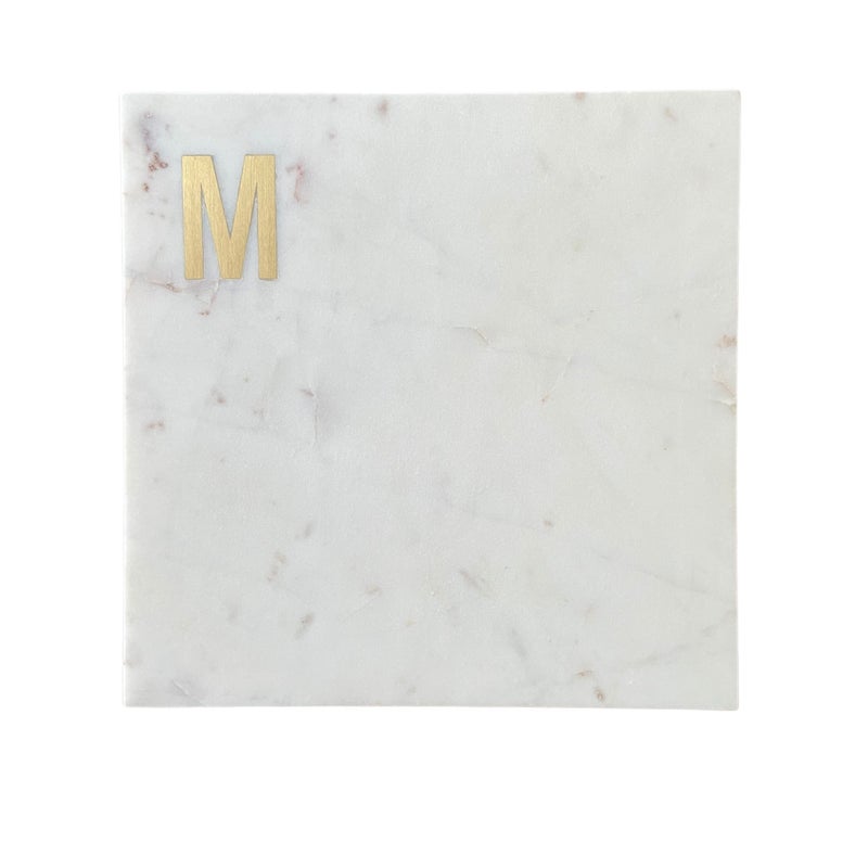 Boards by Bleu Boards by Bleu Monogram Marble Cheese Board Personalized Charcuterie Board with Brass Initial Christmas and Wedding Gift for Couples Hosting and Housewarming Essentials 
