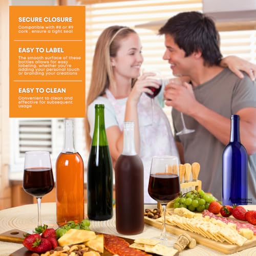 FastRack - 750ml Green Wine Bottles (Pack of 12) | W5 Bordeaux Liquor Bottles | 750 ml Empty Bottle for Drinks, 12 per Case - NO CORKS INCLUDED - Image 2