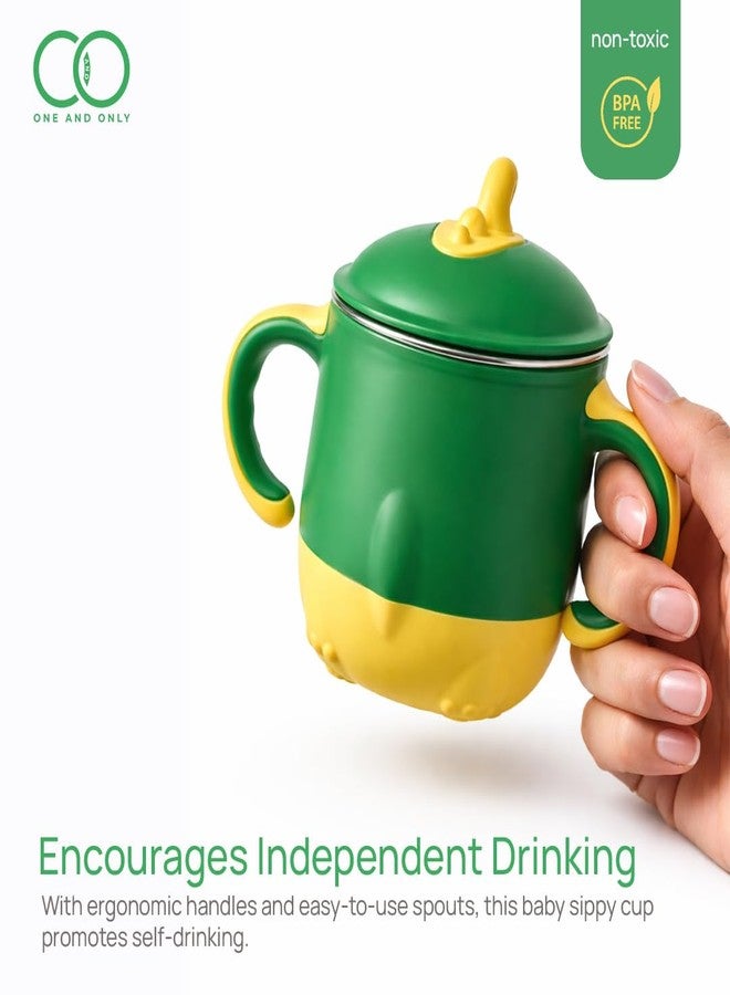 ONE AND ONLY Kids Sipper Green Stainless Steel 220 ML Spill-Proof Toddler Drinking Cup with Handle BPA-Free Baby Drinking Bottle - Image 3