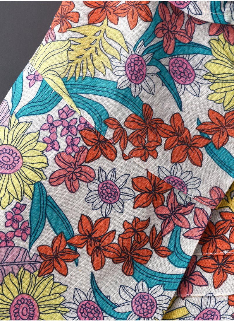 Jelliene Tropical Floral Viscose Sleeveless Top for Infant Girls  - Image 4