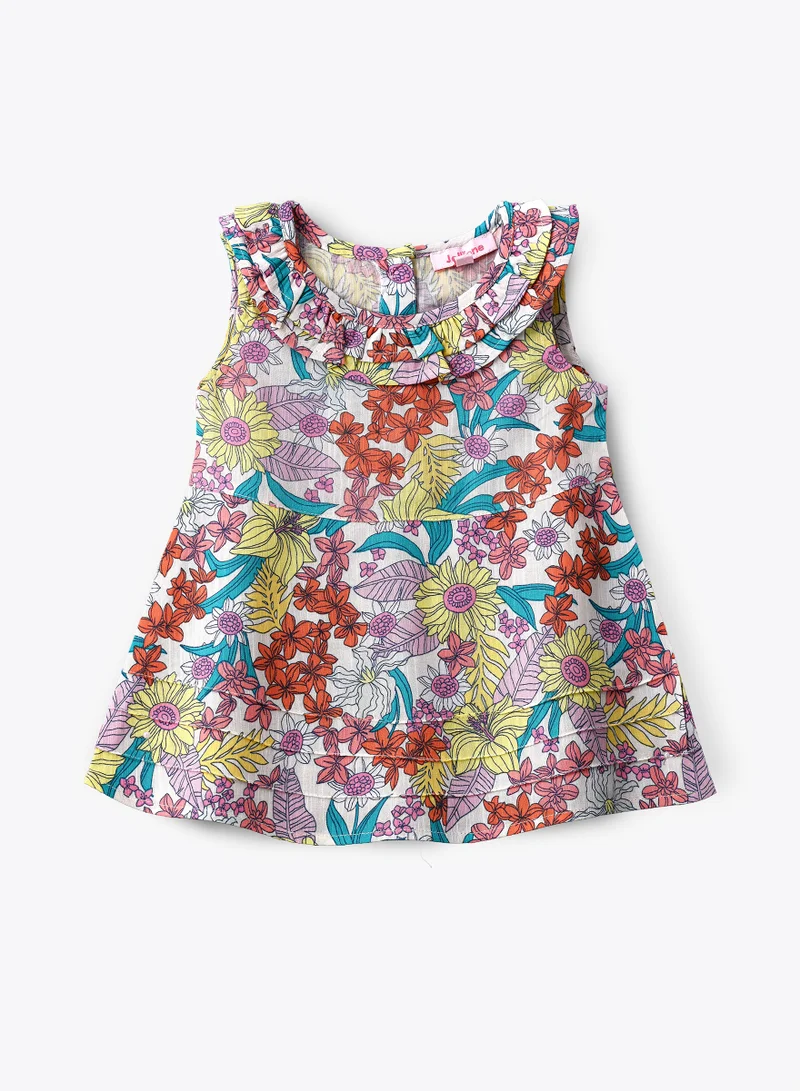 جيلين Tropical Floral Viscose Sleeveless Top for Infant Girls