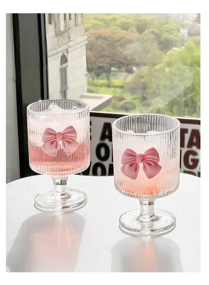 Spaceshoop Cute Bowknot Glass Cup Aesthetic For Ice Hot Coffee Juice - Image 3