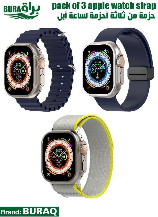 BURAQ - Apple Watch Band Strap For Apple Watch Ultra 2/Ultra 49mm, Series 10 46mm, 9/8/7 45mm, SE2/SE/6/5/4 44mm, 3/2/1 42mm - Image 1