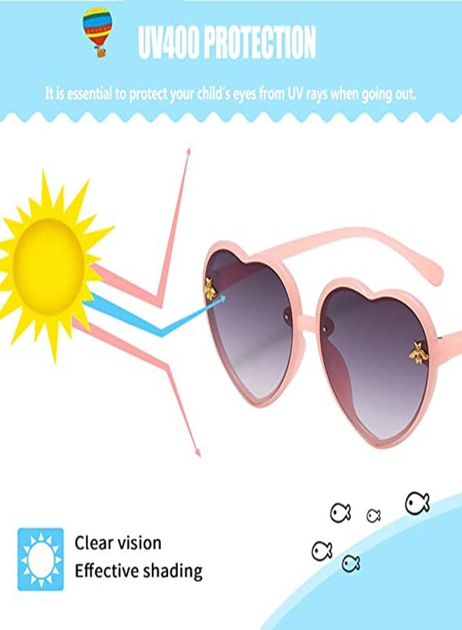 Heart-Shaped Sunglasses for Kids Stylish Bee Frame for Toddlers Ages 2-10 UV400 Protection, Colorful Gradient Lens Jelly Frame Sunglasses - Image 2