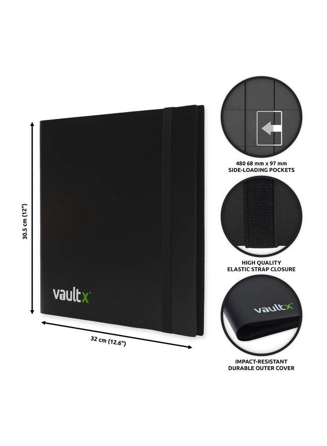 Vault X Binder 12 Pocket Trading Card Album Folder 480 Side Loading Pocket Binder For Tcg (Black) - Image 3