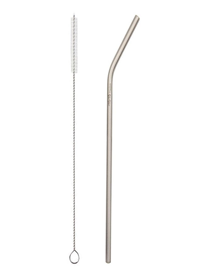 TiTo Titanium straw supper strong and ultralight Drinking straw with cleaning brush Dia 6mm with bent and straight two shape (1 Bent) - Image 1