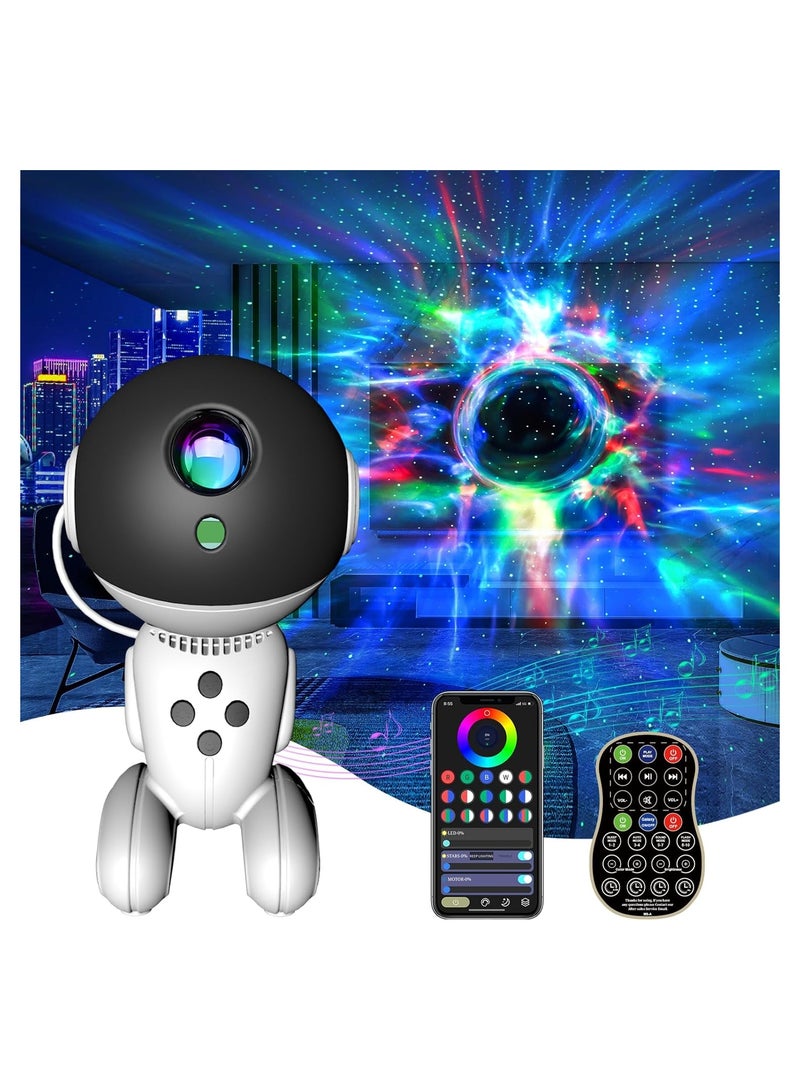 SYOSI Star Space Projector Galaxy Night Light Robot Projector with White Noise Music Speaker RemoteTimer App Control Starry Nebula Ceiling Projector Party Ambient Lighting Gifts for Kids - Image 1