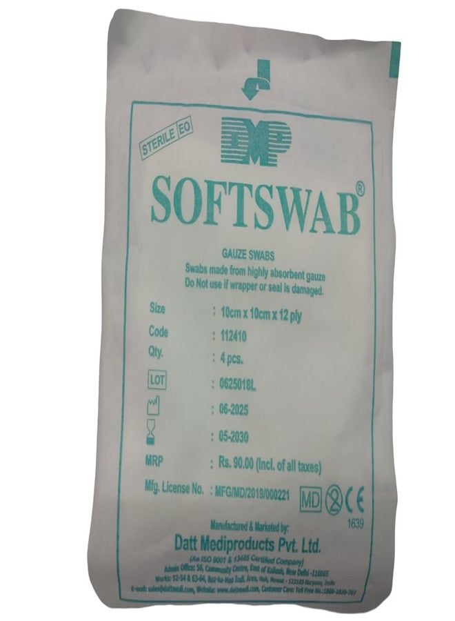 Softswab - Sterile Gauze swabs 10cm x 10cm x 12ply (04 pcs per pouch) - 5 pouch - Image 1