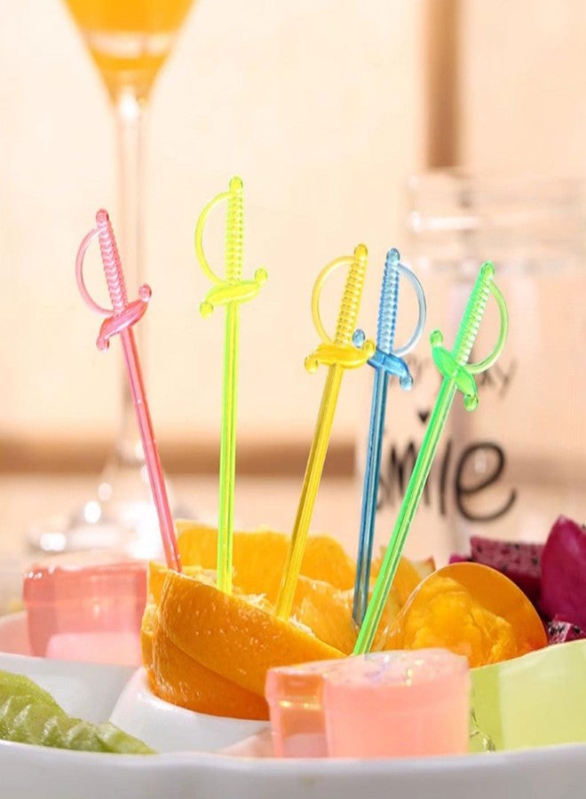 XPAPOV 300PCS Plastic Sword Toothpicks Picks for Appetizers, 3.15 Inch Fruit Fork Cocktail Sticks, Cocktail Picks for Drinks (Multicolor) - Image 3