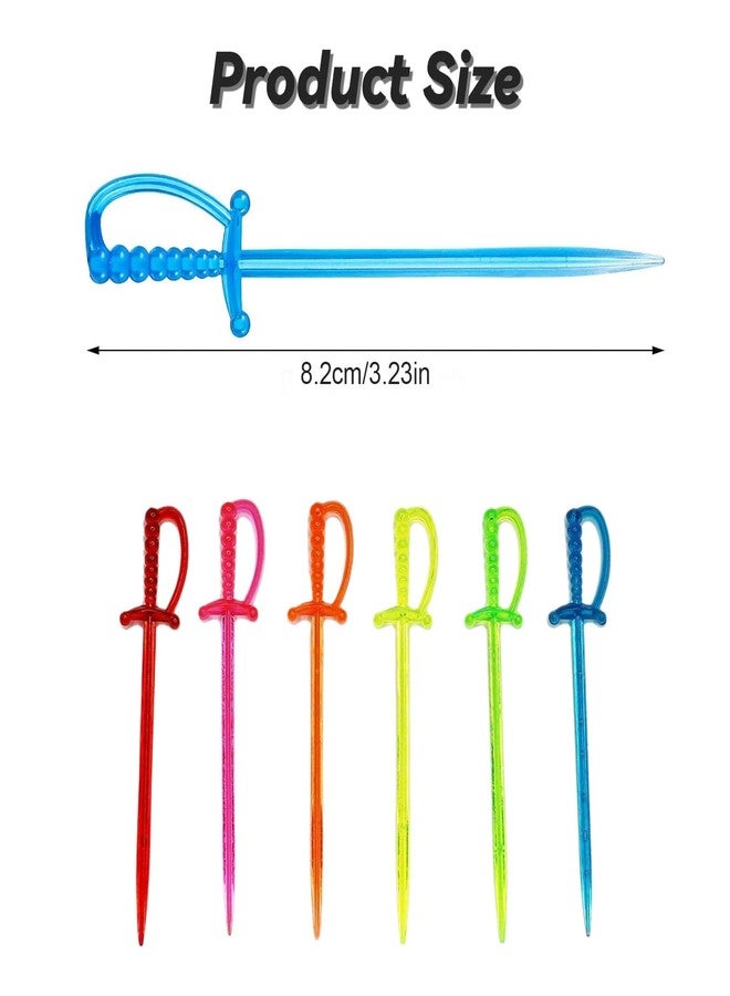 XPAPOV 300PCS Plastic Sword Toothpicks Picks for Appetizers, 3.15 Inch Fruit Fork Cocktail Sticks, Cocktail Picks for Drinks (Multicolor) - Image 2