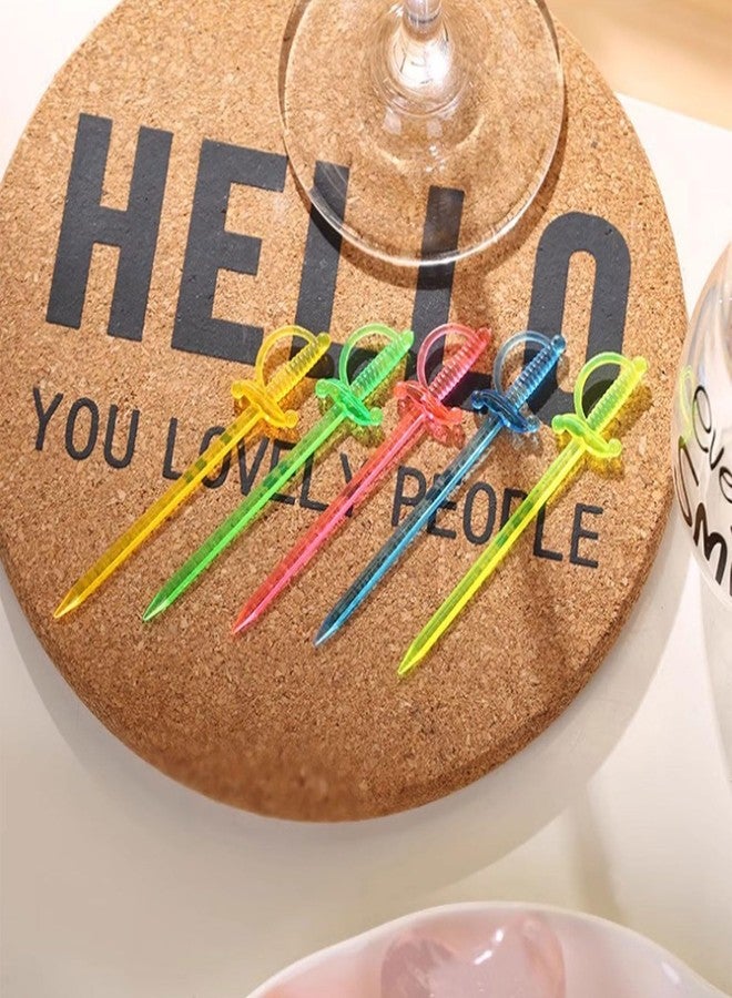XPAPOV 300PCS Plastic Sword Toothpicks Picks for Appetizers, 3.15 Inch Fruit Fork Cocktail Sticks, Cocktail Picks for Drinks (Multicolor) - Image 5