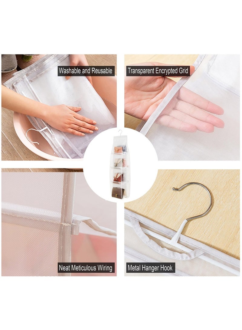 Mmmon Handbag Hanging Purse Storage Organizer, Bags Organizor for Purse 8 Pockets Wardrobe Closet Space Saving Handbag Storage for Family Closet Bedroom (White)  - Image 2