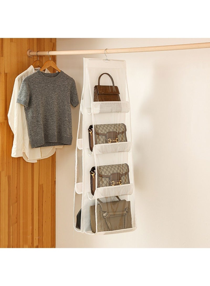 Mmmon Handbag Hanging Purse Storage Organizer, Bags Organizor for Purse 8 Pockets Wardrobe Closet Space Saving Handbag Storage for Family Closet Bedroom (White)  - Image 1