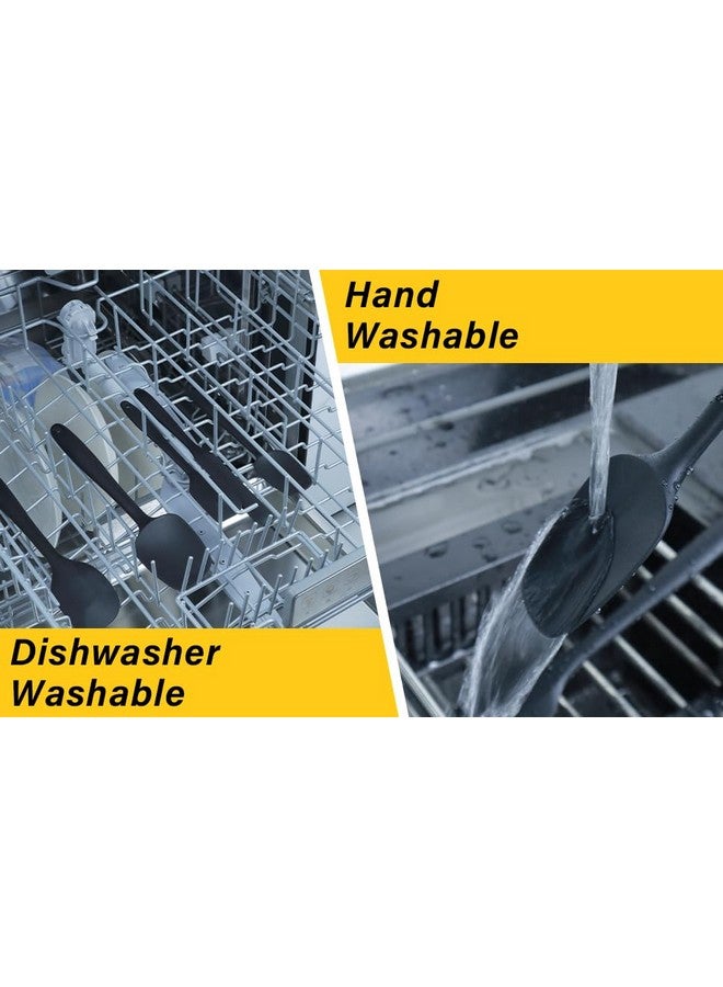 هوويينا مجموعة ملاعق سيليكون، 5 قطع ملاعق مطاطية آمنة غذائيًا للخبز والطهي والخلط، مقاومة للحرارة العالية، غير لاصقة، آمنة للاستخدام في غسالة الأطباق، خالية من مادة BPA (أسود) - Image 5