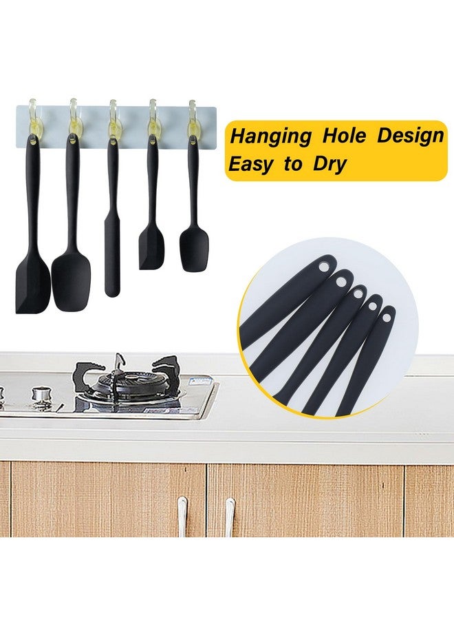هوويينا مجموعة ملاعق سيليكون، 5 قطع ملاعق مطاطية آمنة غذائيًا للخبز والطهي والخلط، مقاومة للحرارة العالية، غير لاصقة، آمنة للاستخدام في غسالة الأطباق، خالية من مادة BPA (أسود) - Image 4