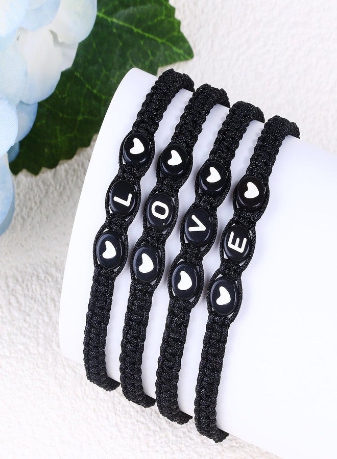 SUMMER LOVE Matching Couple Initial Letter Bracelet String Elastic Mens Bracelet Charm Best Friend Friendship Love Bracelet for Men Women Sister Son Daughter Boyfriend Girlfriend Couple Gifts (A) - Image 5