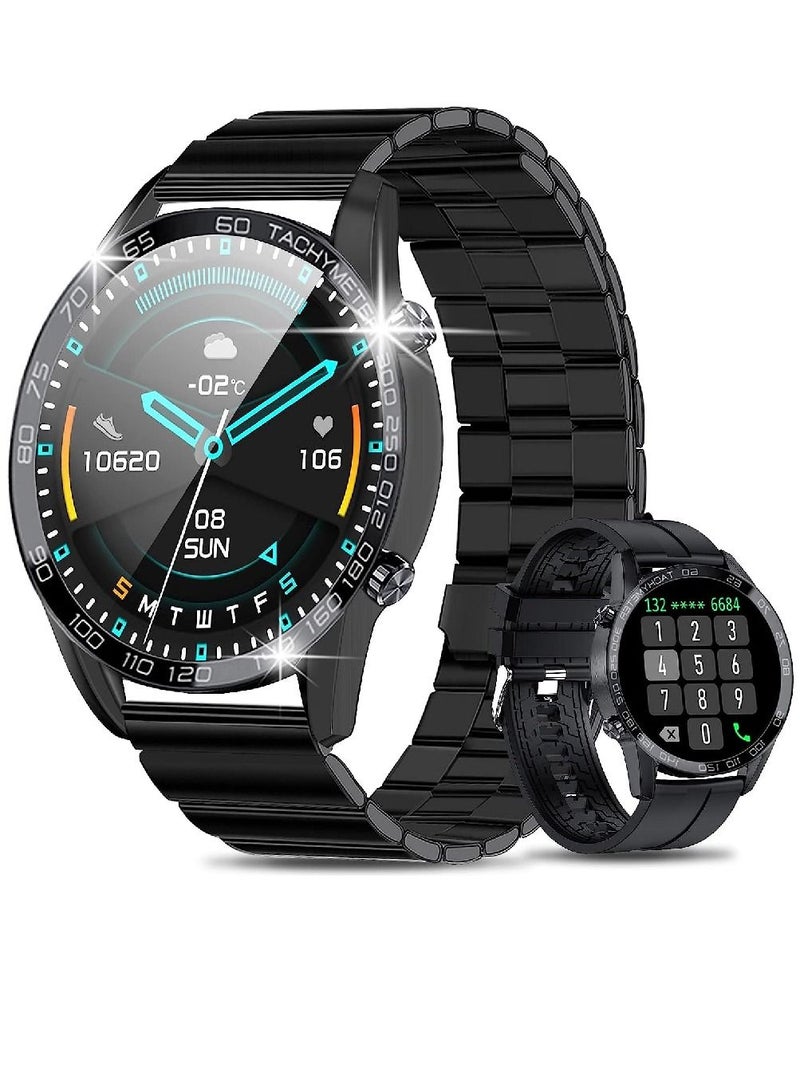 Zoom Plus Bluetooth Calling Stainless Steel Multi-Function Heart Rate Monitoring Smartwatch With 2 Straps Metal And Silicone Black - Image 1
