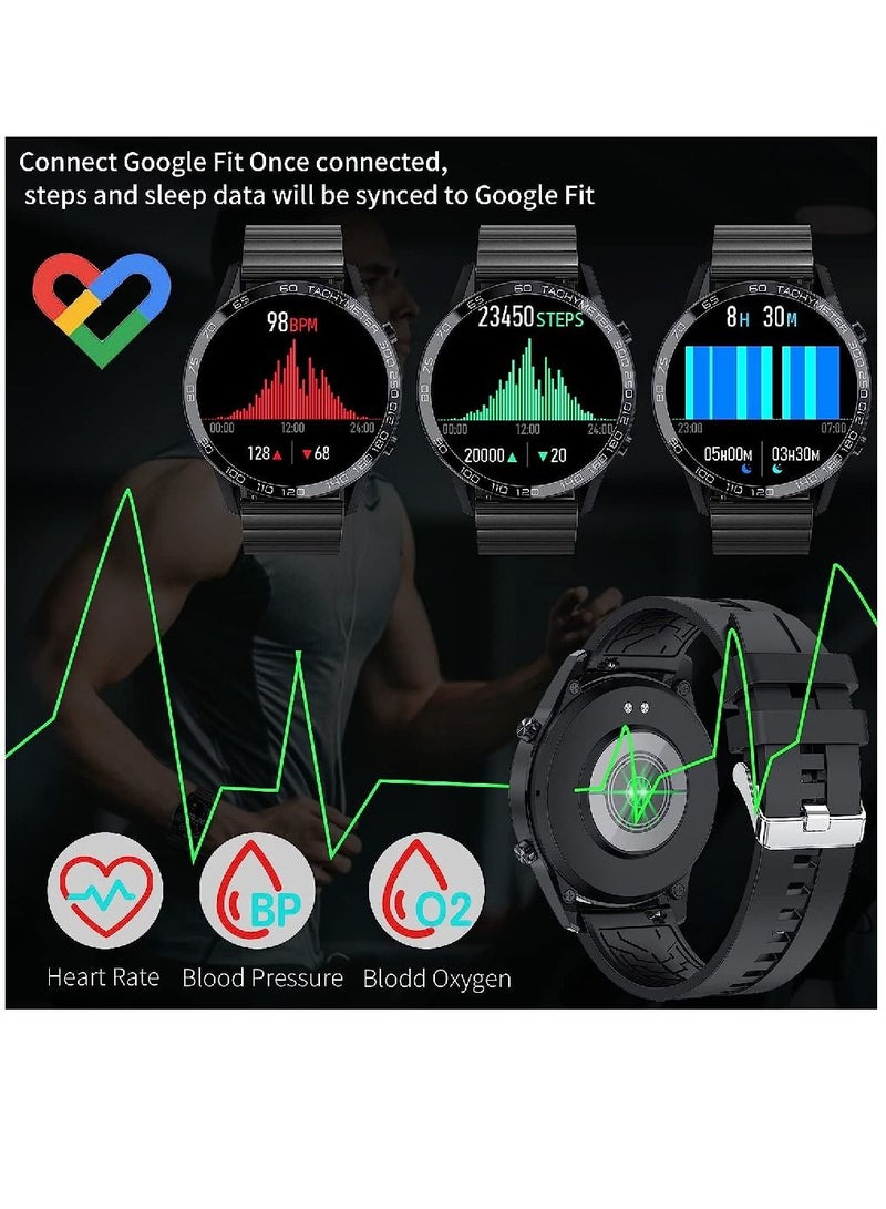 Zoom Plus Bluetooth Calling Stainless Steel Multi-Function Heart Rate Monitoring Smartwatch With 2 Straps Metal And Silicone Black - Image 3