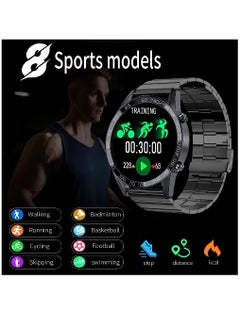 Zoom Plus Bluetooth Calling Stainless Steel Multi-Function Heart Rate Monitoring Smartwatch With 2 Straps Metal And Silicone Black  - Image 2