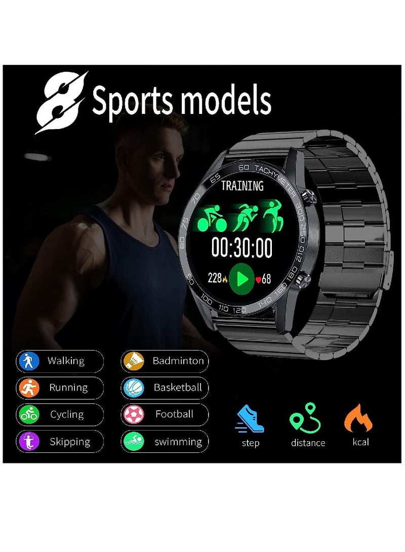 Zoom Plus Bluetooth Calling Stainless Steel Multi-Function Heart Rate Monitoring Smartwatch With 2 Straps Metal And Silicone Black - Image 2