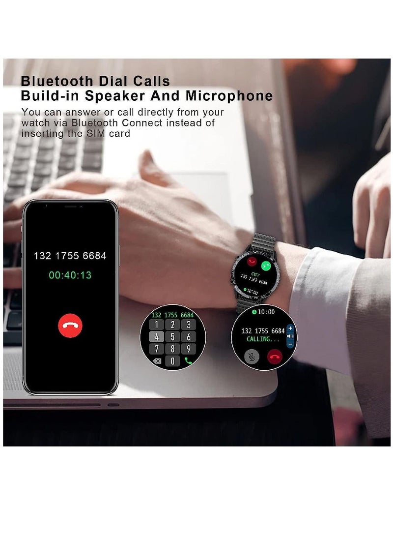 Zoom Plus Bluetooth Calling Stainless Steel Multi-Function Heart Rate Monitoring Smartwatch With 2 Straps Metal And Silicone Black - Image 4