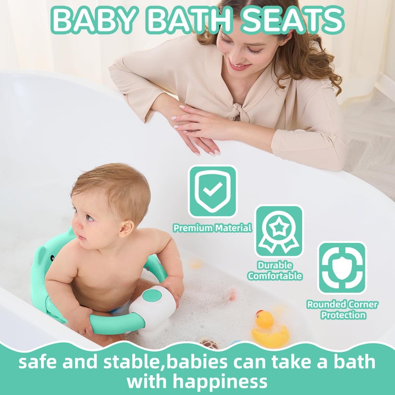 Himold Baby Bath Seat for Babies 6 Months & up, Non-Slip Toddler Bath Seats for Babies Sitting Up, Safe Infant & Newborn Bathtub Chair with 4 Suction Cups & Soft Cushion for Shower,Mint - Image 2