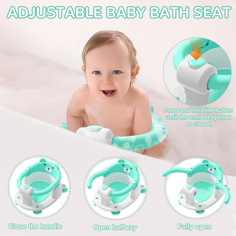 Himold Baby Bath Seat for Babies 6 Months & up, Non-Slip Toddler Bath Seats for Babies Sitting Up, Safe Infant & Newborn Bathtub Chair with 4 Suction Cups & Soft Cushion for Shower,Mint - Image 5