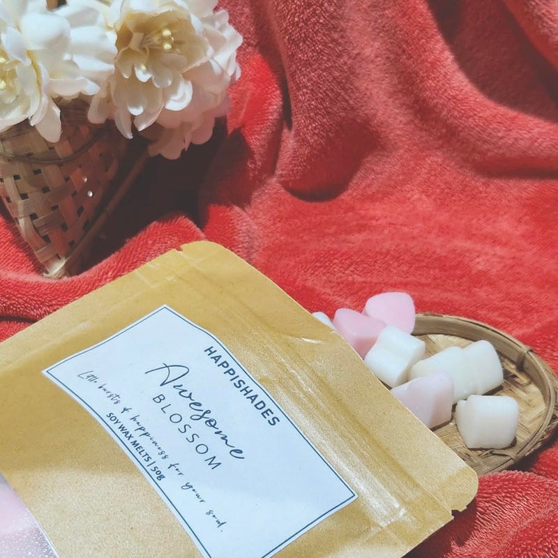 Happishades Premium Cherry Blossom Scented Wax Melts 50 Grams Natural Soy Wax Vegan Essential Oil Infused 100150 Hrs Scent Time Safe SmokeFree Easy to Use  - Image 2