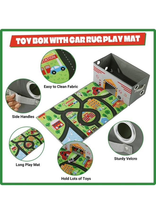 HOMBYS HOMBYS Toy Car Storage Box with Play Mat,Toy Car Storage Organizer with Car Mat for Kids Toy Cars,Collapsible Toy Storage Car Storage Bin(Not Included Cars),Grey Car Rugs for Kids Toy Cars,Large  - Image 3