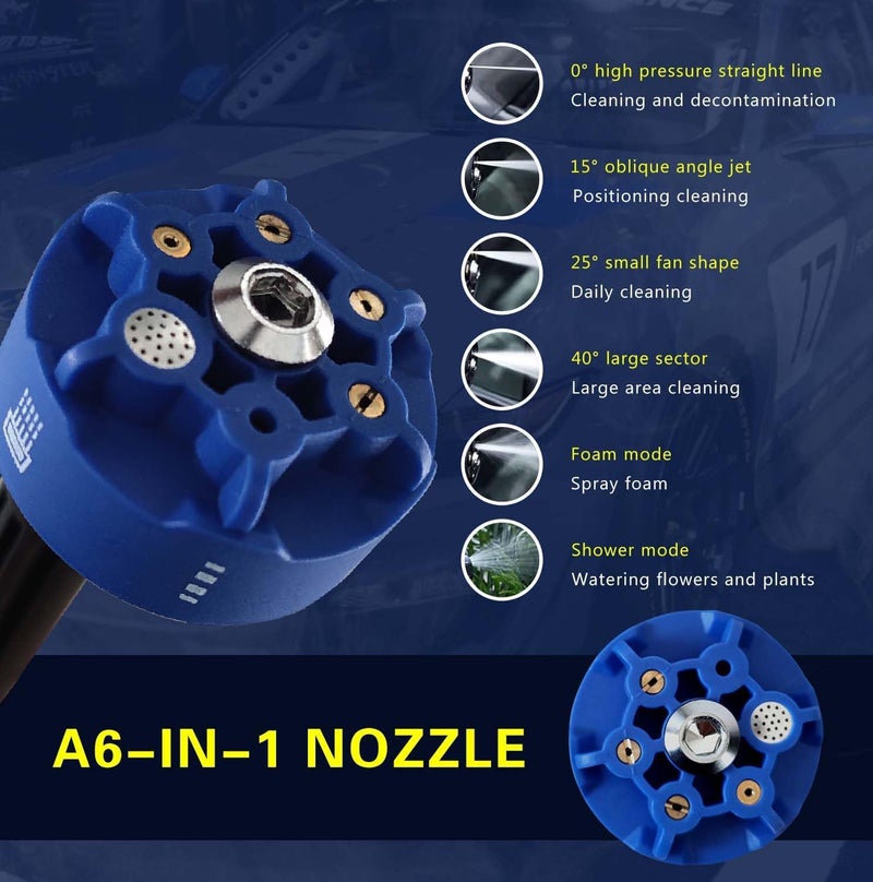 calldrishe 48V Cordless Portable Pressure Washer Cordless Power Washer Electric High Power Washer Rechargeable Battery Powered 6in1 Nozzle Handheld Cleaner Water Gun for Car Floor Cleaner - Image 2