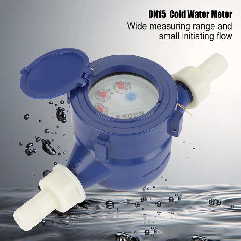 klarako Water Meter, DN15 Plastic Cold Water Meter Water Flow Wet Measuring Tool for Home Garden - Image 2