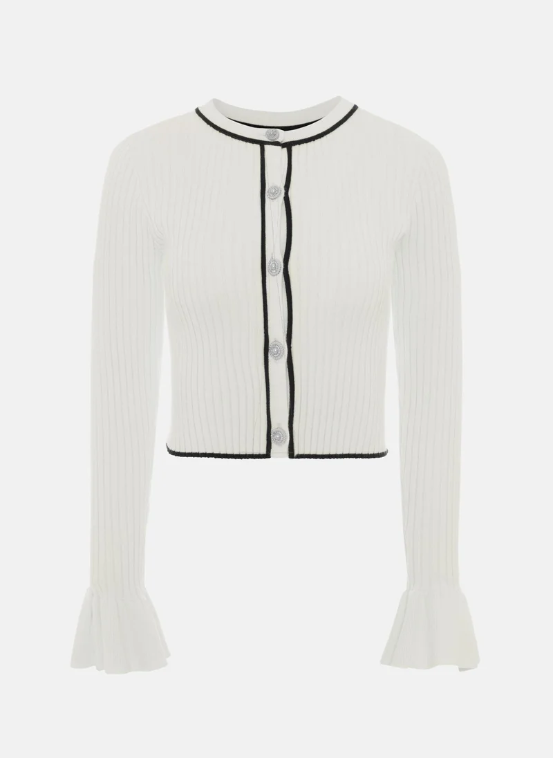 ليتشي كارديجان محبوك واسع الأكمام