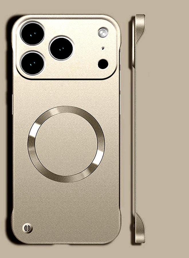 For iPhone  17 Pro Max Case  ， Camera Lens Protection，Ultra Slim，without Edges，Support Wireless Charging，Solid Color Magnetic Premium Shockproof Protective iPhone 17 Pro Max Cover，Gold - Image 1