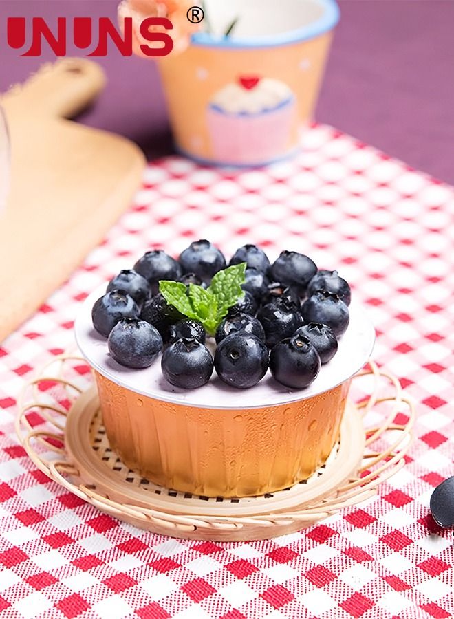 UNUNS Aluminum Foil Baking Cups,50pcs 5oz Disposable Aluminum Foil Cupcake With Lids, Dessert Cups Creme Brulee Ramekins Muffin Cake Cheesecake Pan For Souffle Wedding Birthday Party - Image 2