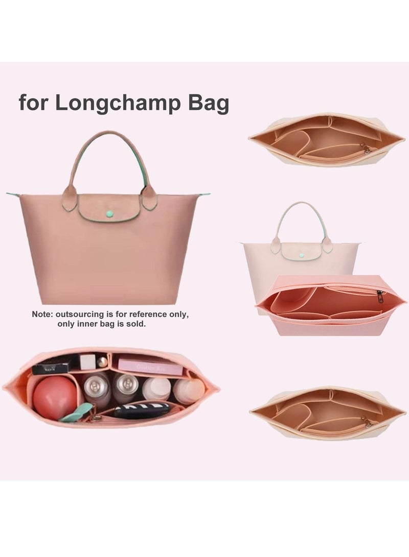 Excefore Multi Pocket Felt Handbag Organizer, Folding Tote Bag organizer insert, Felt Organizer Insert Handbags Base Shaper, for Insert Wallet Organizer, Small, Pink - Image 2