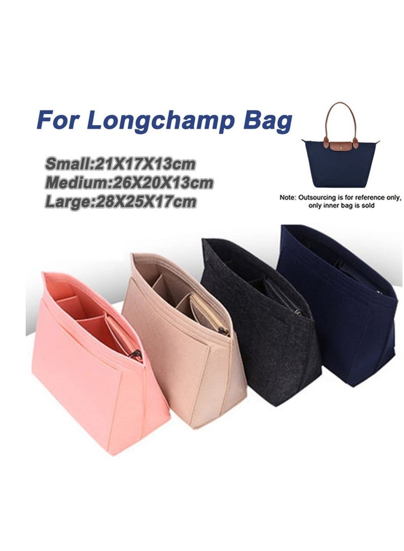 Excefore Multi Pocket Felt Handbag Organizer, Folding Tote Bag organizer insert, Felt Organizer Insert Handbags Base Shaper, for Insert Wallet Organizer, Small, Pink - Image 4