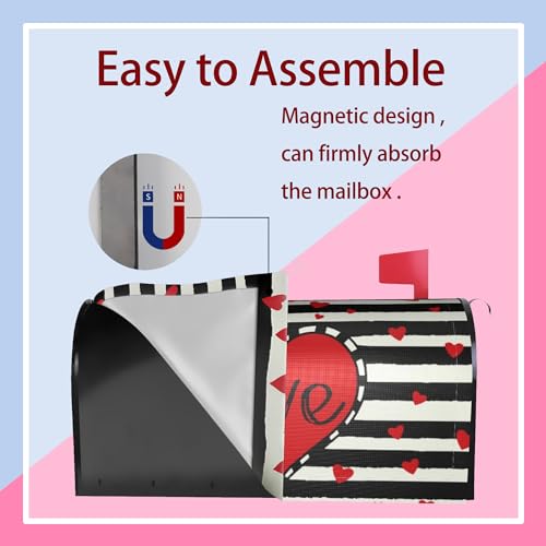 JYKCUL Valentines Mailbox Covers Magnetic Letter Post Box Cover Wrap Decoration Welcome Home Garden Outdoor Yard Outside Farmhouse Home Decor 21" Lx 18" W - Image 4