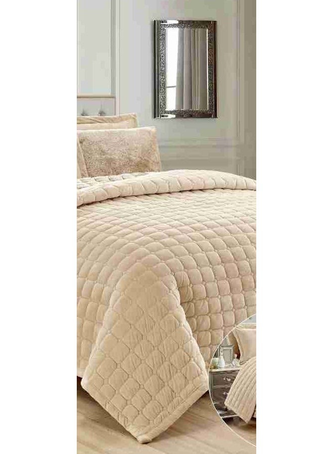 Bedspread set for one and a half people, plain, soft, winter, 4 pieces, quilt size 200 x 170 cm, microfiber - Image 3