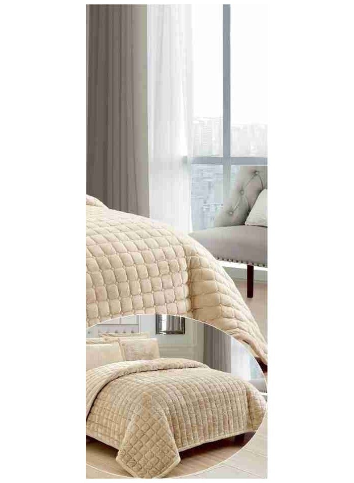 Bedspread set for one and a half people, plain, soft, winter, 4 pieces, quilt size 200 x 170 cm, microfiber - Image 4