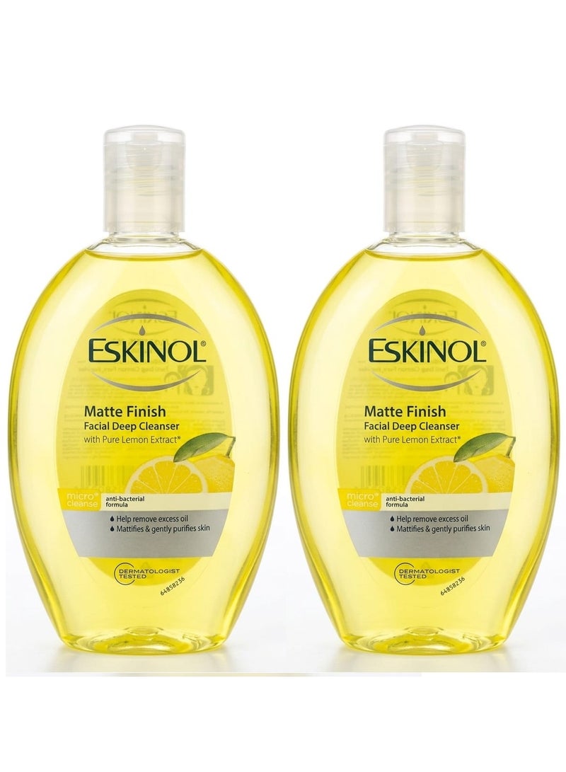 Eskinol Two Pieces Of Matte Finish Facial Deep Cleanser With Pure Lemon Extract 2x225 ml - Image 1
