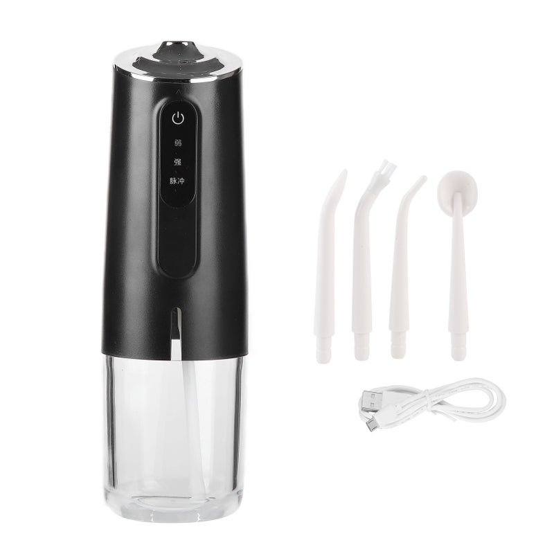 240ml Portable Oral Irrigator 3‑Mode USB Rechargeable Water Dental Floss Waterproof Tooth Cleaner with 1 NozzleBlack - Image 1