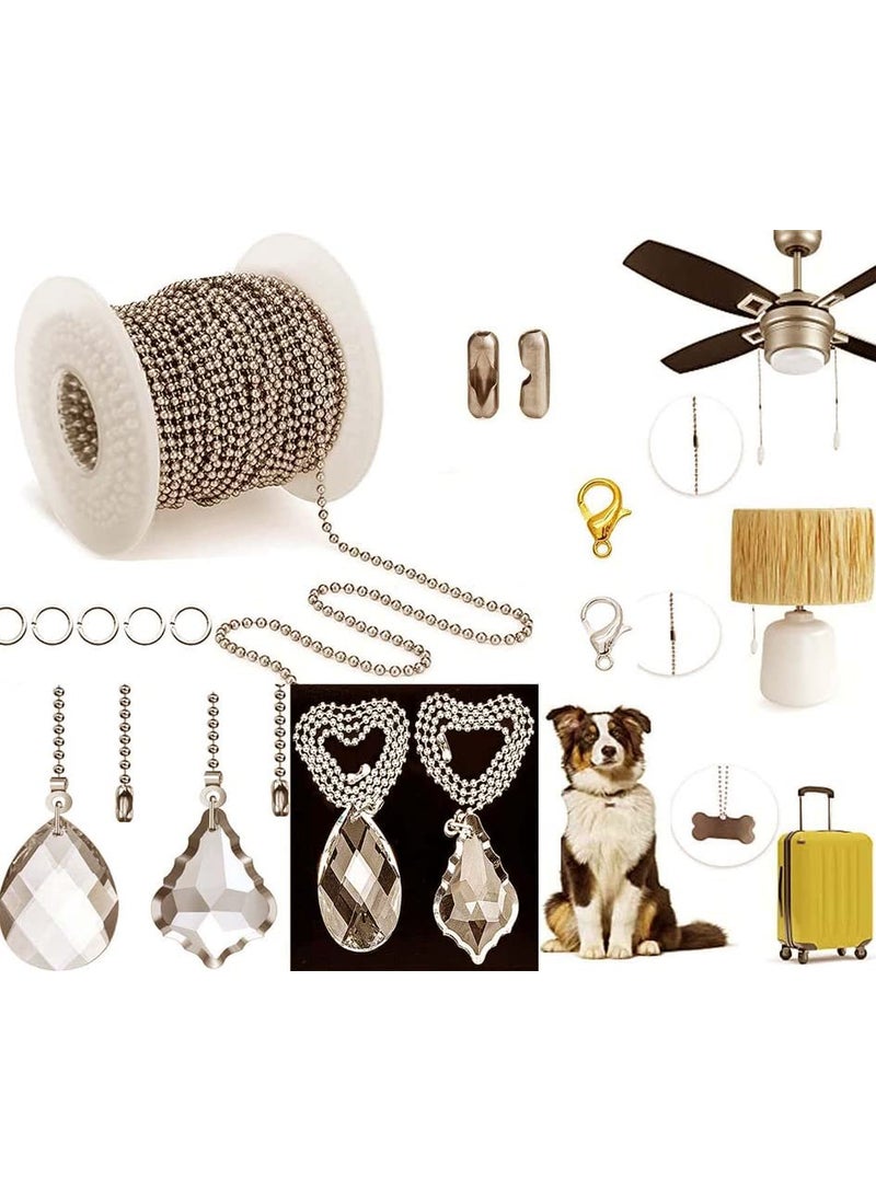 DIY Crafts DIY Crafts 3 Mtr Kit Chain Oval Diamond Silver Ceiling Fan Pull Chain Set Light Diamond Fan Pull Chains Ceiling Fan Chain Extender Chain Connect 3 Mtr Kit Chain Oval Diamond Silver  - Image 1