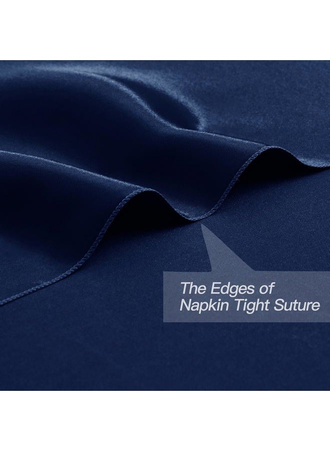 P Pothuiny 50 Pcs Silky Navy Blue Satin Napkins 17 x 17 Inches, Square Smooth Wedding Dinner Napkins Bulk Cloth Napkins Table Napkins for Banquet Party Restaurant Decor, Thanksgiving, Christmas - Image 3